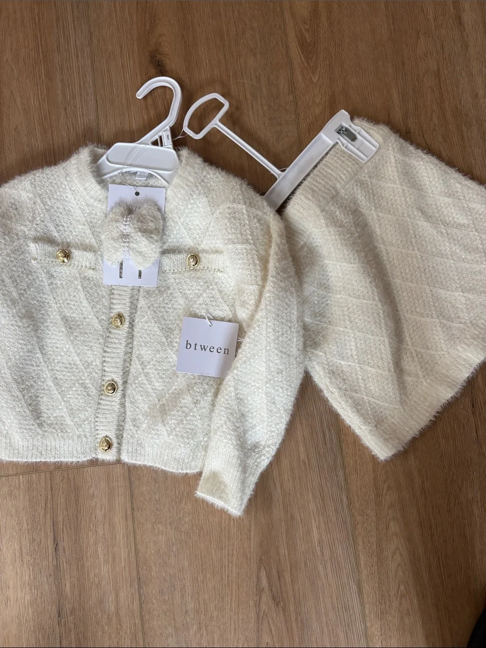 btween Cream Knit Cardigan and Skirt Set - Picture 3 of 5